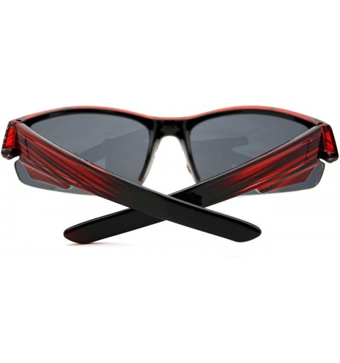 Wrap Sports Half Rim Sunglasses Mens Fashion Plastic Wrap Around Frame - Red - C7125UHVPPD $10.93