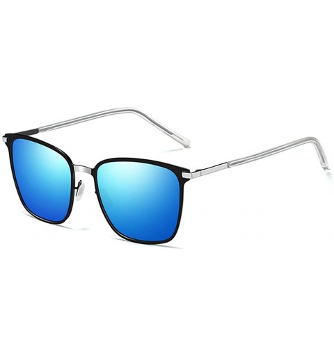 Square Polarized Sunglasses for Men Women-Classic Style - Metal Frame UV Protection 8080 - Blue - C9198XSX8LH $20.17