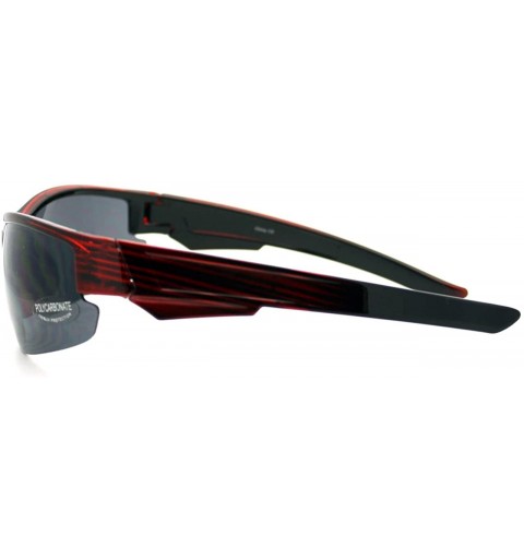 Wrap Sports Half Rim Sunglasses Mens Fashion Plastic Wrap Around Frame - Red - C7125UHVPPD $10.93