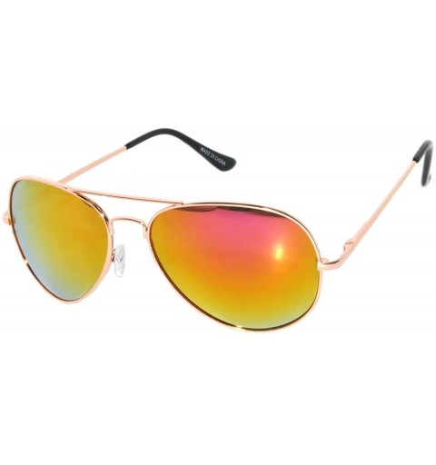 Aviator Colored Metal Frame with Full Mirror Lens Spring Hinge - Gold_red_mirror_lens - CE122DIV0DT $18.86