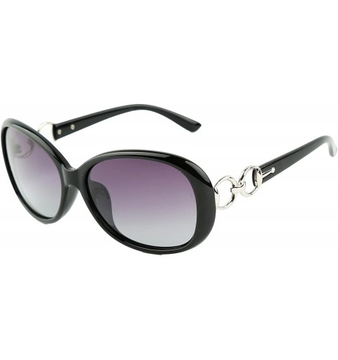 Square Classic Women's Shades Oversized Glasses Polarized Sunglasses UV400 - Black Frame / Gradient Purple - C412O53SZ3I $14.59