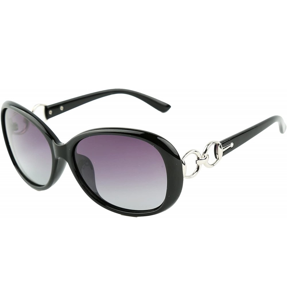 Square Classic Women's Shades Oversized Glasses Polarized Sunglasses UV400 - Black Frame / Gradient Purple - C412O53SZ3I $14.59