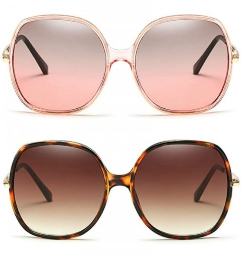 Square 70s Super Oversize Square Sunglasses for Women Vintage Rectangular Plastic Frame - Pink+brown - CL18XUAY3TN $53.98