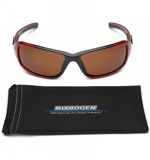 Rectangular Driving Fishing Polarized Wrap Around Sports Sunglasses - Orange - CQ11OXK1SZL $14.30