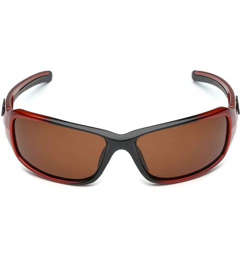 Rectangular Driving Fishing Polarized Wrap Around Sports Sunglasses - Orange - CQ11OXK1SZL $14.30