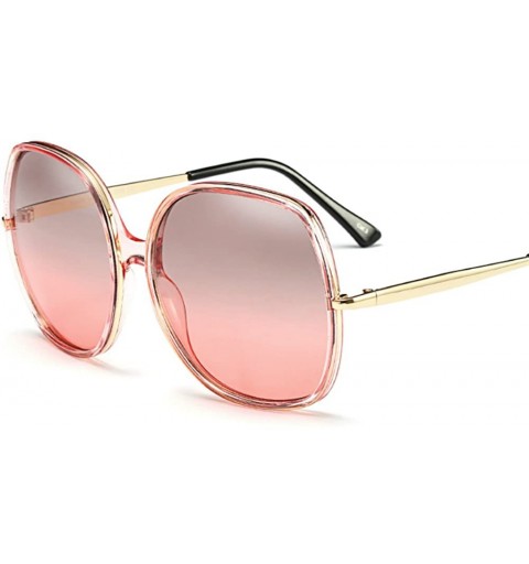 Square 70s Super Oversize Square Sunglasses for Women Vintage Rectangular Plastic Frame - Pink+brown - CL18XUAY3TN $30.13