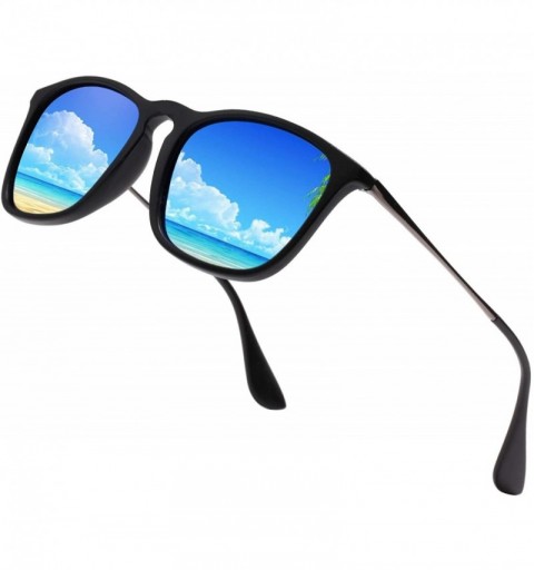 Aviator Classic Sunglasses Polarized Protection Mirrored - 1black/Blue - C018T84EYZ8 $27.87