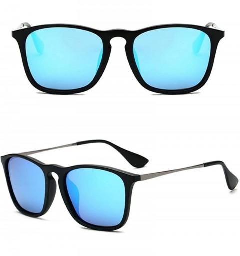 Aviator Classic Sunglasses Polarized Protection Mirrored - 1black/Blue - C018T84EYZ8 $9.39