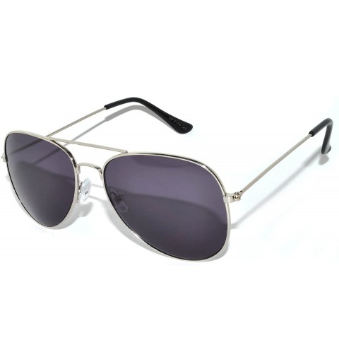 Aviator Aviator Sunglasses (Silver-Frame-Smoke-Lens) OWL. - C211HQ26VKP $19.27