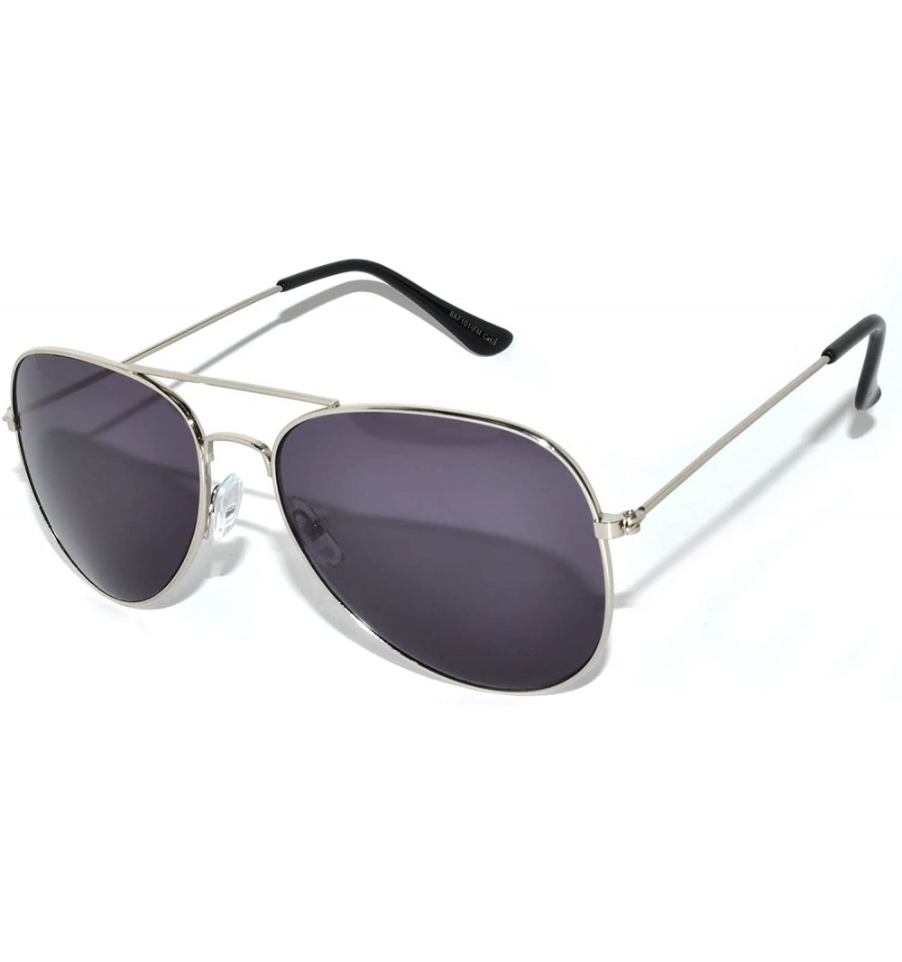 Aviator Aviator Sunglasses (Silver-Frame-Smoke-Lens) OWL. - C211HQ26VKP $7.41