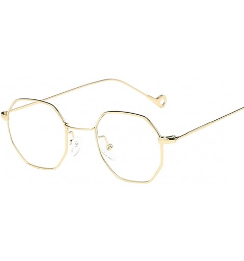 Rectangular Woman Men Sunglasses Fashion Metal Frame Outdoor Sports Mirrored Eyeglasses - Gold - CR182DLMZ2R $21.14