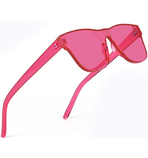 Rimless One Piece Rimless Sunglasses Transparent Candy Color Eyewear - Red - C818TNNOQ73 $7.85
