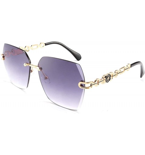 Rimless Classic Rimless Sunglasses Women Metal Frame Diamond Cutting Lens Sun Glasses B2567 - 001 Black Grey - CX194WUUIGA $1...