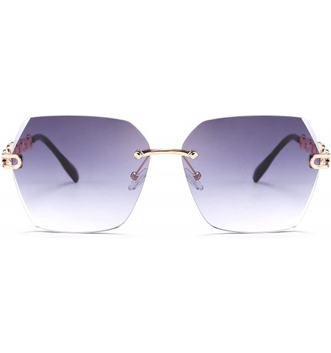 Rimless Classic Rimless Sunglasses Women Metal Frame Diamond Cutting Lens Sun Glasses B2567 - 001 Black Grey - CX194WUUIGA $1...