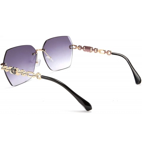 Rimless Classic Rimless Sunglasses Women Metal Frame Diamond Cutting Lens Sun Glasses B2567 - 001 Black Grey - CX194WUUIGA $1...