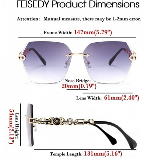 Rimless Classic Rimless Sunglasses Women Metal Frame Diamond Cutting Lens Sun Glasses B2567 - 001 Black Grey - CX194WUUIGA $1...