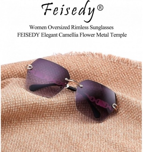 Rimless Classic Rimless Sunglasses Women Metal Frame Diamond Cutting Lens Sun Glasses B2567 - 001 Black Grey - CX194WUUIGA $1...