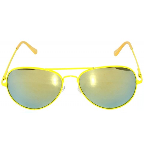 Aviator Colored Metal Frame with Full Mirror Lens Spring Hinge - Yellow_mirror_lens - CK122DQFMYJ $10.62