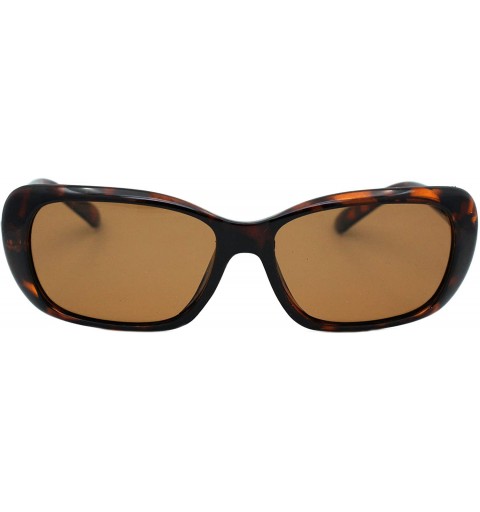 Rectangular Womens Polarized Lens Sunglasses Curved Rectangular Classic Shades UV 400 - Tortoise (Brown) - CY1975YSM3T $12.78