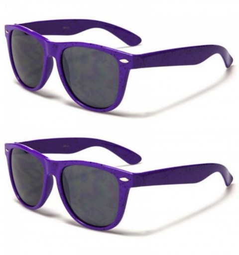 Wayfarer Unisex 80's Retro Classic Trendy Stylish Sunglasses for Men Women - Spot - Purple - 2pack - CG195GIWAQL $10.12