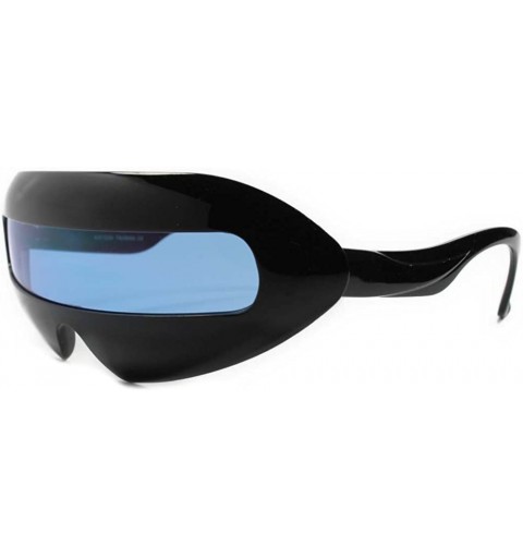 Shield Futuristic Space Robot Party Rave Costume Novelty Sunglasses Shield - Black / Blue - C618ECE0YXZ $23.42
