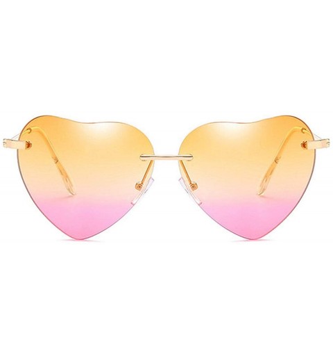 Round Heart Sunglasses Women Love Lolita RimlFrame Clear Transparent Tint Sun Glasses Vintage FramelUV400 - Yellowred - CM197...