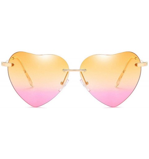 Round Heart Sunglasses Women Love Lolita RimlFrame Clear Transparent Tint Sun Glasses Vintage FramelUV400 - Yellowred - CM197...