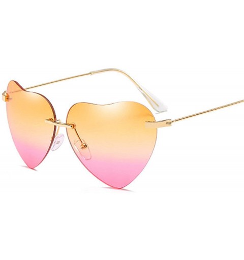 Round Heart Sunglasses Women Love Lolita RimlFrame Clear Transparent Tint Sun Glasses Vintage FramelUV400 - Yellowred - CM197...