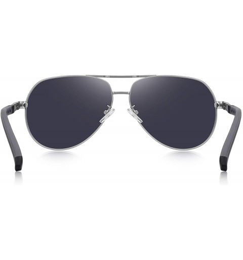 Aviator Men Vintage Aluminum Polarized Sunglasses for Men Womens Polarized Mirror with Case - Gray - CF18XXUDILY $15.23