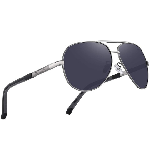 Aviator Men Vintage Aluminum Polarized Sunglasses for Men Womens Polarized Mirror with Case - Gray - CF18XXUDILY $15.23