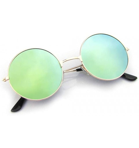 Round Polarized Sunglasses Classic Mirrored Glasses - Goldframe Golden - C81987R97OY $10.82