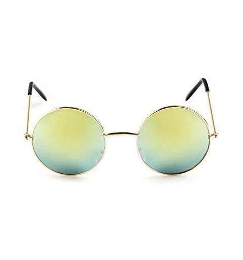 Round Polarized Sunglasses Classic Mirrored Glasses - Goldframe Golden - C81987R97OY $10.82