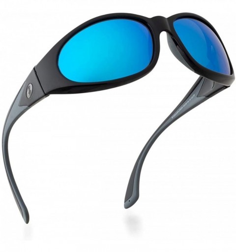 Oversized Sunglasses for Men & Women- Polarized glass lens- Color Mirrored Scratch Proof - Black/Blue Mirrored - CP19686E7EA ...