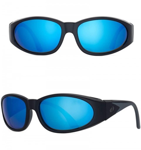 Oversized Sunglasses for Men & Women- Polarized glass lens- Color Mirrored Scratch Proof - Black/Blue Mirrored - CP19686E7EA ...
