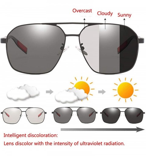 Sport Discolor Polarized Sunglasses Mens Driving Metal Oval Women UV400 Protection Dark Glasses - CB18RIT3N0Q $11.70