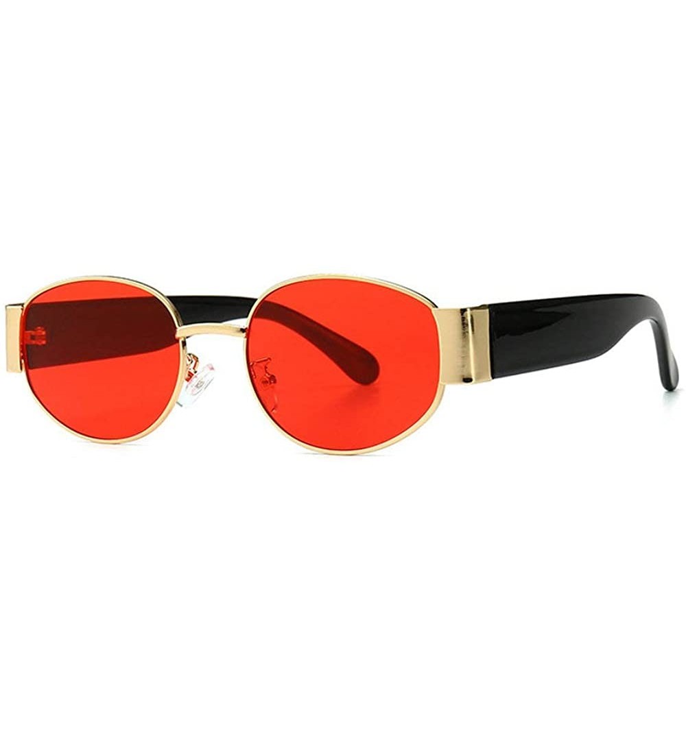 Oval Punk style Fashion Lady Brand Designer Oval Small Frame Sunglasses Vintage men Sun glasses UV400 - Red - CG18S87ZXSH $12.16