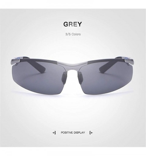Rimless Fashion Retro Biker Fishing Polarized Sunglasses for Men 3009 - Gray - CV18ZX0QL8S $14.80