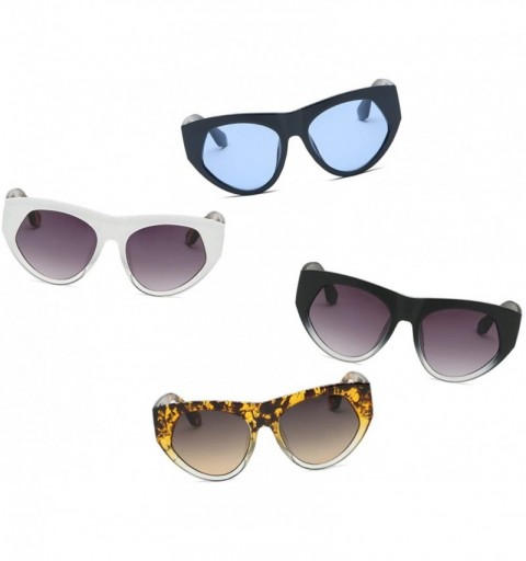 Cat Eye Women Fashion Retro Vintage Round Cat Eye Designer Sunglasses - Blue - CB18I54LKL2 $9.16