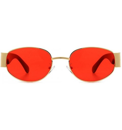Oval Punk style Fashion Lady Brand Designer Oval Small Frame Sunglasses Vintage men Sun glasses UV400 - Red - CG18S87ZXSH $12.16