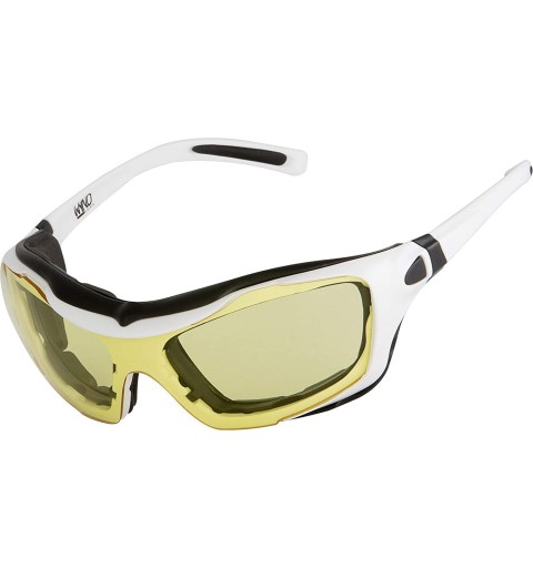 Goggle Large Motorcycle Riding Glasses Extreme Sports Wrap Sunglasses - White - Yellow Night Driving - CL18DOIZ603 $17.63