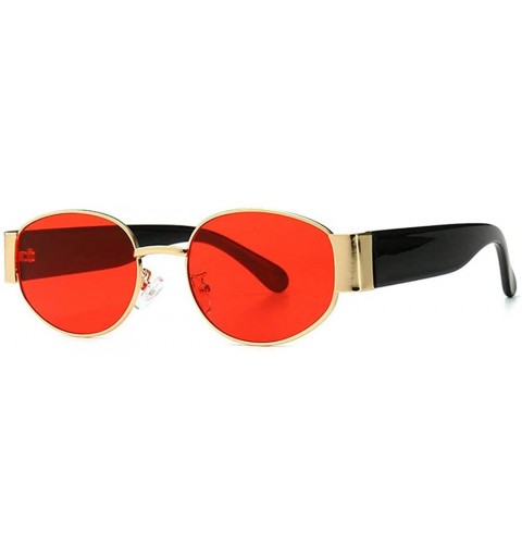 Oval Punk style Fashion Lady Brand Designer Oval Small Frame Sunglasses Vintage men Sun glasses UV400 - Red - CG18S87ZXSH $12.16