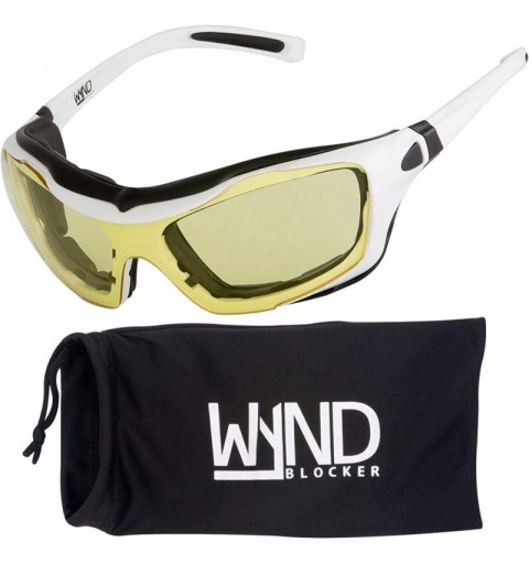 Goggle Large Motorcycle Riding Glasses Extreme Sports Wrap Sunglasses - White - Yellow Night Driving - CL18DOIZ603 $17.63