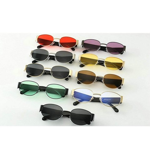 Oval Punk style Fashion Lady Brand Designer Oval Small Frame Sunglasses Vintage men Sun glasses UV400 - Red - CG18S87ZXSH $12.16