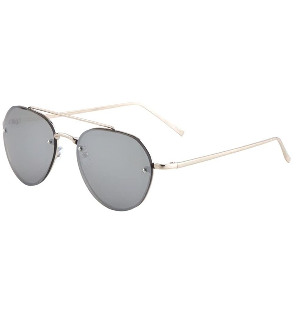Rimless Large Rimless Aviator Sunglasses Mirror Lens Runway Fashion Mens Womens Eyewear - Silver/56mm - CC1822DMNY6 $12.76