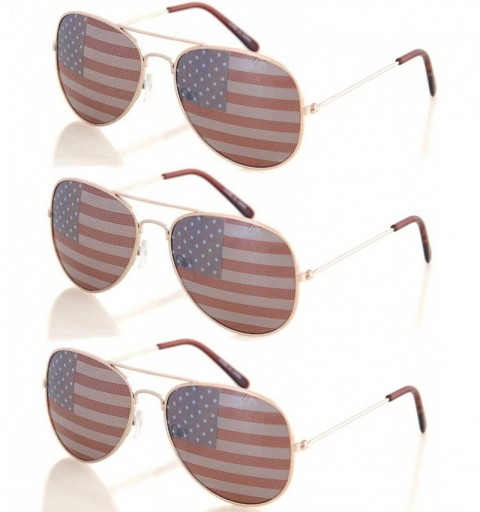 Aviator USA America Gold Aviator Sunglasses - Great Accessory for 4th of July - Set of 3 - CE18R74H0G2 $29.43