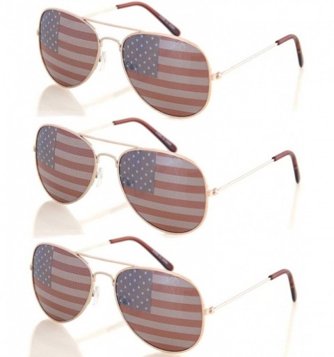 Aviator USA America Gold Aviator Sunglasses - Great Accessory for 4th of July - Set of 3 - CE18R74H0G2 $16.05