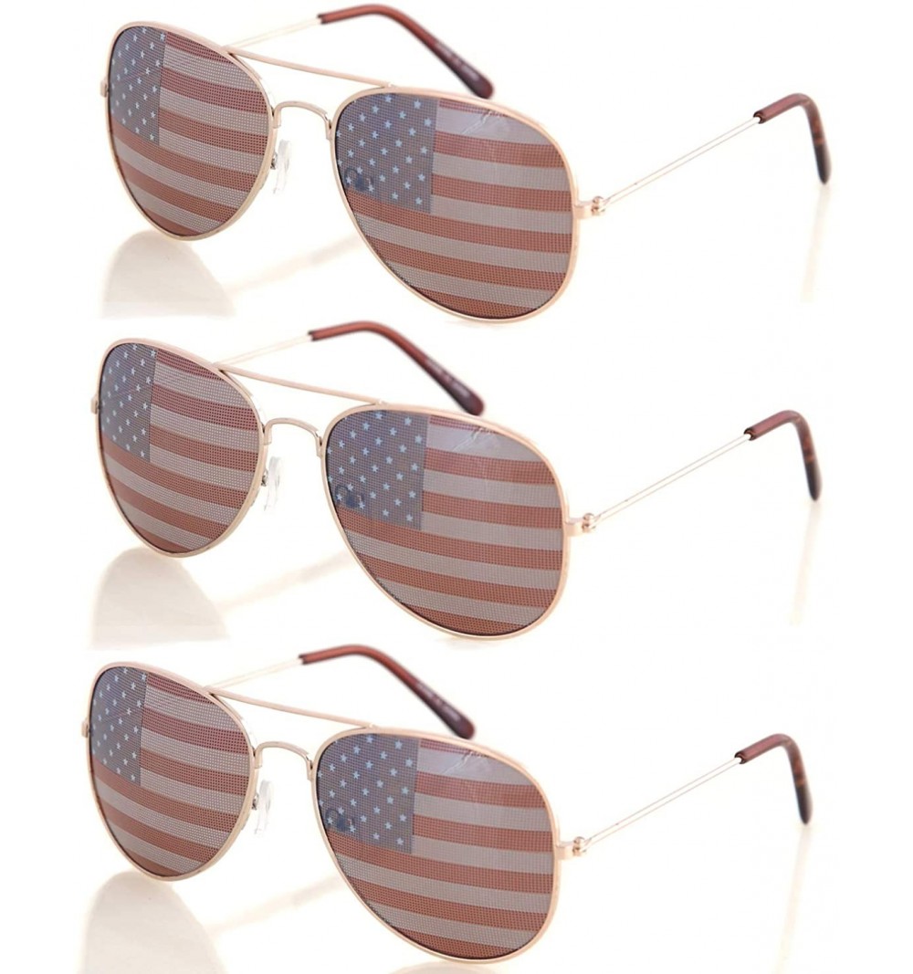 Aviator USA America Gold Aviator Sunglasses - Great Accessory for 4th of July - Set of 3 - CE18R74H0G2 $16.05