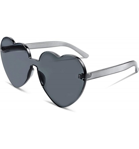 Round Rimless Heart Shaped Sunglasses Women One Piece Fashion Love Glasses B2419 - Grey - C518CMLS0GG $12.75