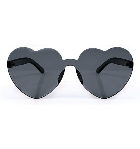 Round Rimless Heart Shaped Sunglasses Women One Piece Fashion Love Glasses B2419 - Grey - C518CMLS0GG $12.75