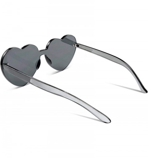 Round Rimless Heart Shaped Sunglasses Women One Piece Fashion Love Glasses B2419 - Grey - C518CMLS0GG $12.75